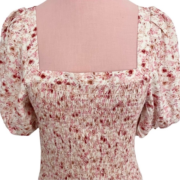 Anthropologie | Another Love Pink Smocked Floral Mini Dress NWT size small - Picture 7 of 11